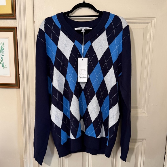Curations × Ty Mayberry Argyle Sweater – Men’s XL (NWT)